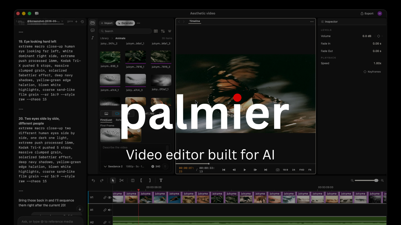开源 AI 原生视频编辑器 Palmier Pro