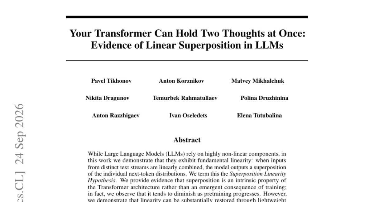 Transformer 线性叠加特性可恢复